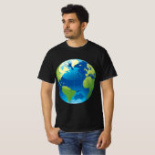 Globe World Map Planet Earth Blue Green T-Shirt (Vorne ganz)