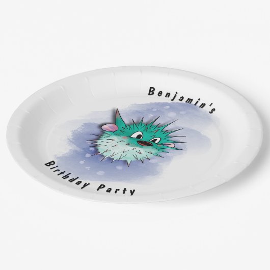 Globefish Party Pappteller (Schrägansicht)