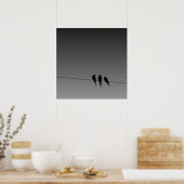 Globende Blackbirds Silhouette auf Wire Poster (Küche)