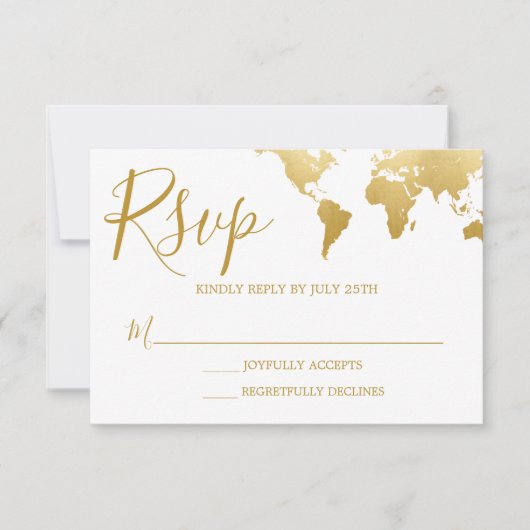 Globetrotter Glam Wedding RSVP Card (Vorderseite)