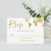 Globetrotter Glam Wedding RSVP Card (Stehend Vorderseite)