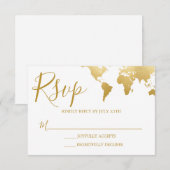 Globetrotter Glam Wedding RSVP Card Karte (Vorne/Hinten)
