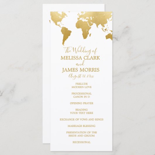 Globetrotter Glam Wedding Zeremonie Programm (Vorne/Hinten)