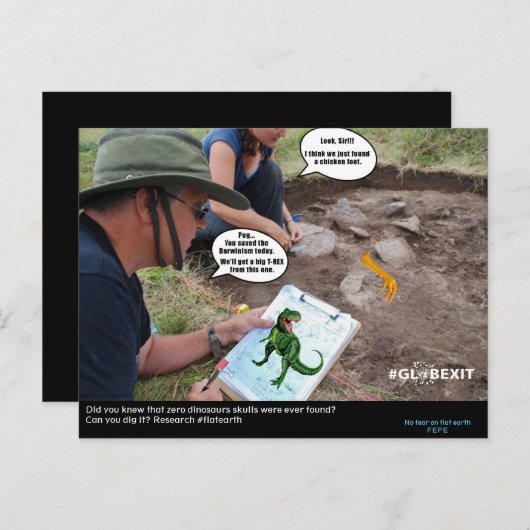 #GLOBEXIT DINO CARD (Sammlung Flat Earth 2017) Postkarte (Vorne/Hinten)