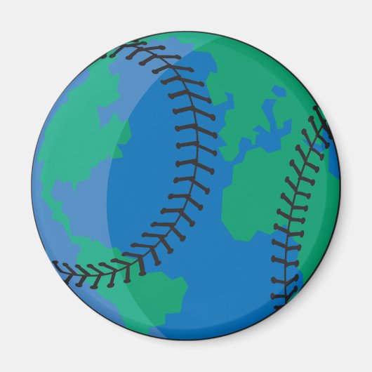 Globus Erde Welt Baseball Magnet (Vorne)