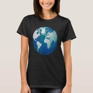 Globus Weltkarte Planet Erde Blau Weiß Design T-Shirt