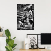 Glocken beim Eintritt in den buddhistischen Tempel Poster (Heimbüro)