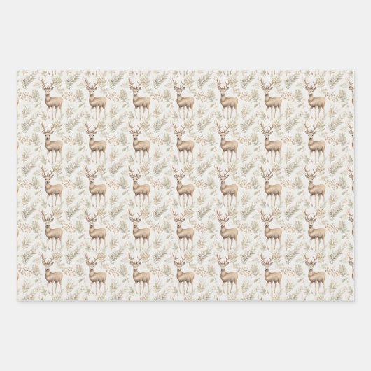 Glocken, Bögen und Rentiere Geschenkpapier Set (Vorderseite 3)