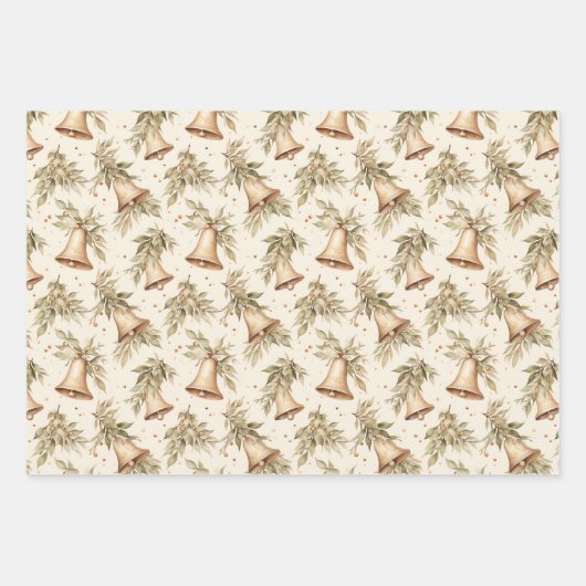 Glocken, Bögen und Rentiere Geschenkpapier Set (Vorderseite)