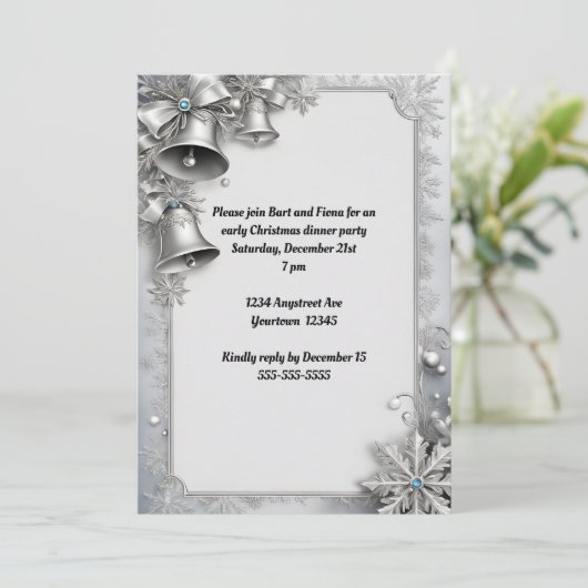 Glocken der Weihnachtsfeier Einladung (Stehend Vorderseite)