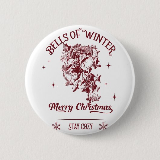 Glocken des winterlichen Weihnachtsklassikers Button (Vorderseite)