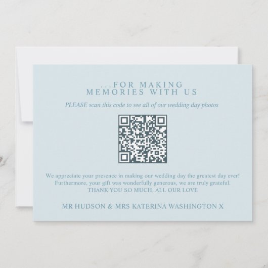 Glocken graues Foto QR Code Dankeskarte (Rückseite)