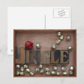 Glocken mit dem Wort Jingle Postcard Postkarte (Vorne/Hinten)