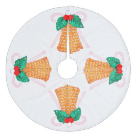 Glocken und Holly-Tree-Rock Fleece Weihnachtsbaumdecke