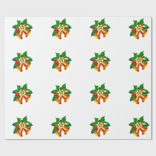 Glocken und Holly Wrapping Paper Geschenkpapier (Flach)
