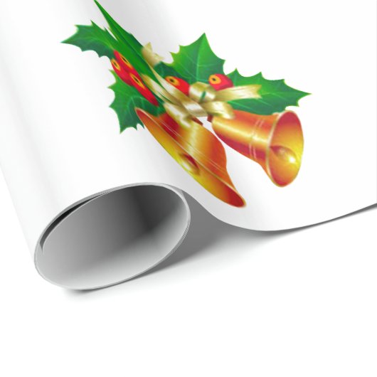 Glocken und Holly Wrapping Paper Geschenkpapier (Rolleneckpunkt)