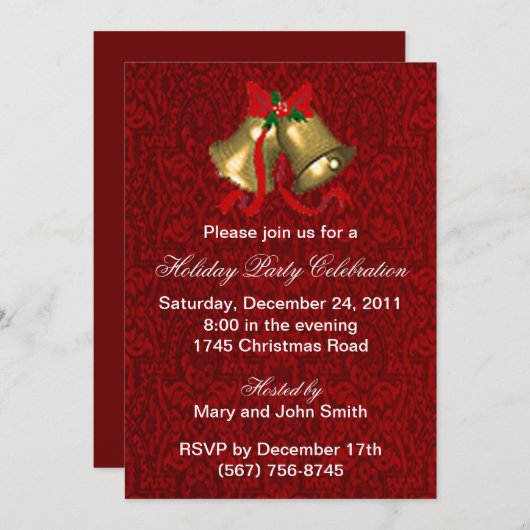 Glocken Weihnachts-Party Einladungen (Vorne/Hinten)