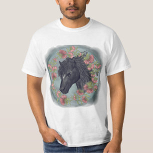 Glockenblume Schwarzes Pferd T-Shirt