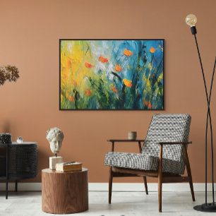 Glockenblumen – Abstrakte blühende Wiese in Bewegu Leinwanddruck