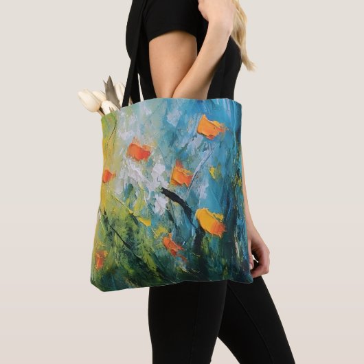 Glockenblumen – Abstrakte blühende Wiese in Bewegu Tasche (Von Nahem)