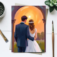Glockenblumen-Braut & Bräutigam Aquarell-Hochzeit