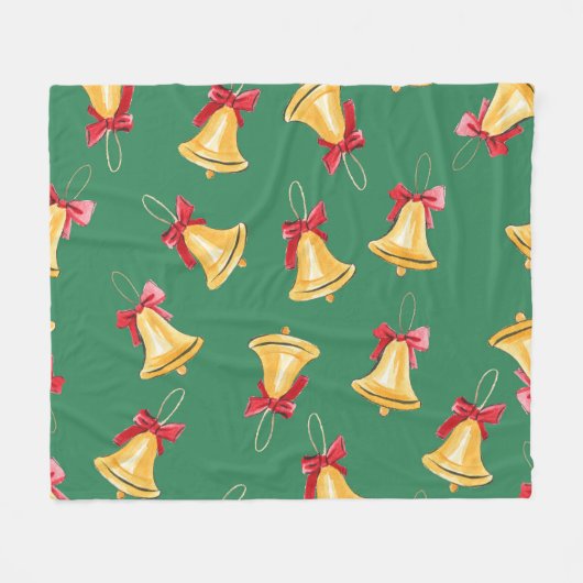 Glockenmuster Grün Nahtlos Fleecedecke (Vorderseite (Horizontal))
