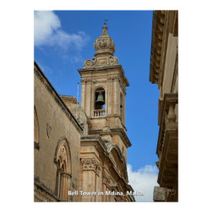 Glockenturm in Mdina, Malta. Poster