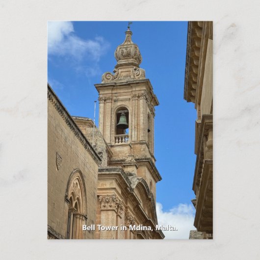 Glockenturm in Mdina, Malta. Postkarte (Vorderseite)