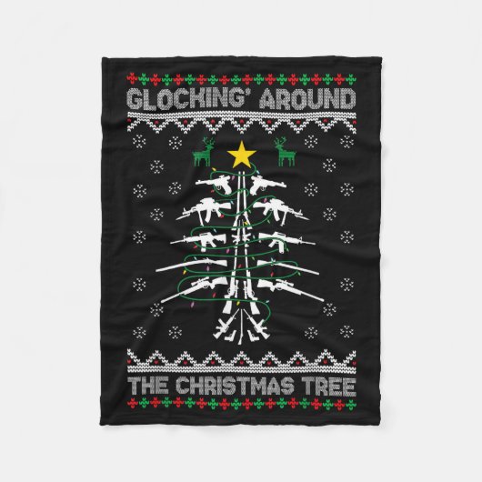 Glocking Around The Christmas Tree Ugly Christmas Fleecedecke (Vorderseite)