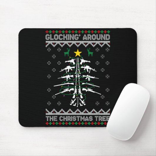 Glocking Around The Christmas Tree Ugly Christmas Mousepad (Mit Mouse)
