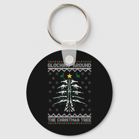 Glocking rund um den Weihnachtsbaum hässlicher Wei Schlüsselanhänger (Vorderseite)