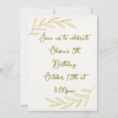 Glod Floral 5. Geburtstag Einladung (Vorderseite)