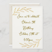 Glod Floral 5. Geburtstag Einladung (Vorne/Hinten)