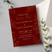 Glod Leaf Red Spanish Nuestra Boda Einladung