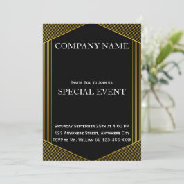 Gloden Frame Black Corporate Party Einladung Card