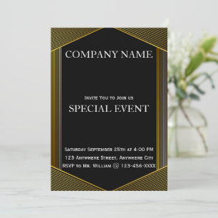 Gloden Frame Black Corporate Party Einladung Card