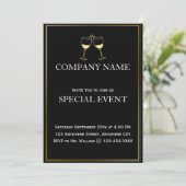 Gloden Frame Cheer Black Corporate Invitation Card Einladung (Stehend Vorderseite)