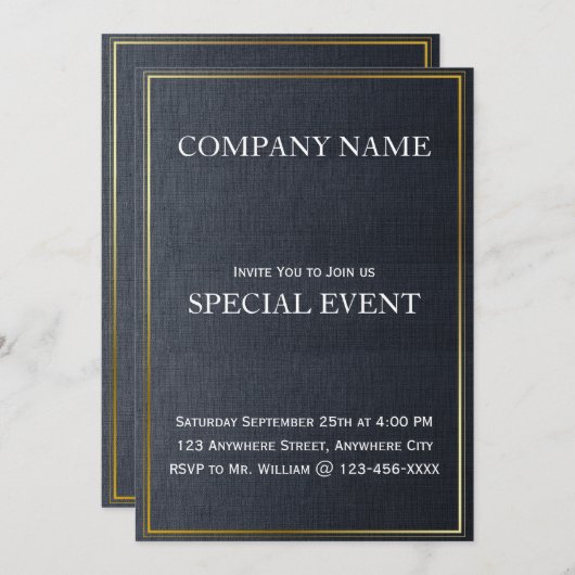 Gloden Frame Corporate Party Einladung Card (Vorne/Hinten)