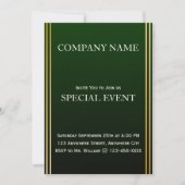 Gloden Frame Green Corporate Party Einladung Card (Vorderseite)