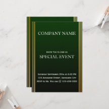 Gloden Frame Green Corporate Party Einladung Card