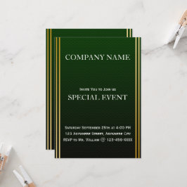 Gloden Frame Green Corporate Party Einladung Card