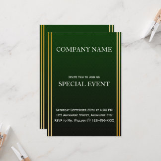 Gloden Frame Green Corporate Party Einladung Card
