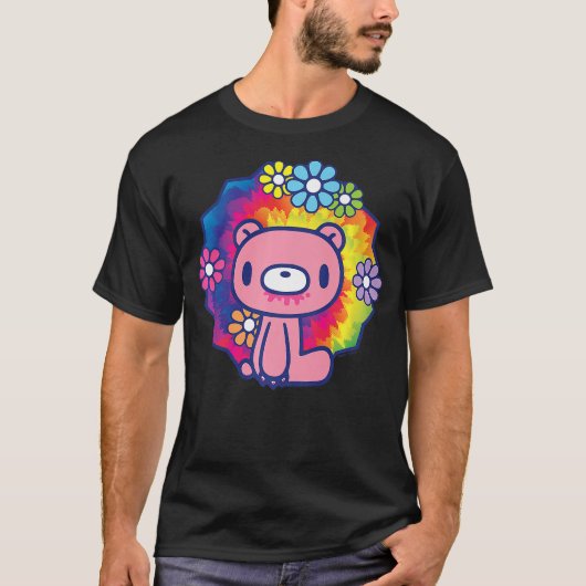 Gloomy Bear The Naughty Grizzly 70's Hippy Flowers T-Shirt (Vorderseite)