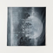 Gloomy Dark Forest: Moonlit Scene Wandteppich (Vorderseite (Horizontal))