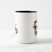 Gloomy Skull and Bird mit Blume Zweifarbige Tasse (Mittel)