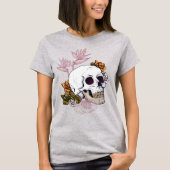 Gloomy Skull mit Strelitzia Blume T - Shirt (Vorderseite)
