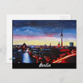 Gloomy Skyline Berlin Deutschland mit Sternen Postkarte (Vorne/Hinten)