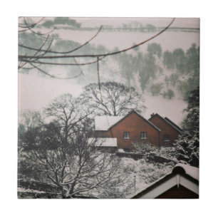 Gloomy Winter Landschaft, Powys Wales Fliese