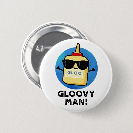 Gloovy Man Funny Super Glue Pub Button (Vorne & Hinten)