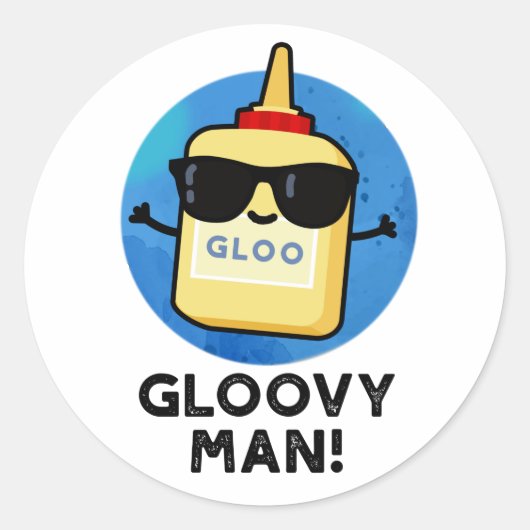 Gloovy Man Funny Super Glue Pub Runder Aufkleber (Vorderseite)